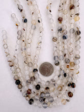 inclusions white agate, 8mm round, 15" strand,  SOLD PER STRAND