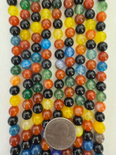 color enhanced agate: dark fall tones mix, 8mm round, 15" strand,  SOLD PER STRAND