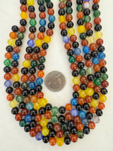 color enhanced agate: dark fall tones mix, 8mm round, 15" strand,  SOLD PER STRAND