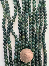 blue green bloodstone, 6mm round, 15" strand,  SOLD PER STRAND