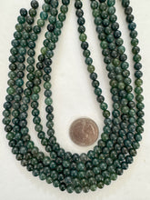 blue green bloodstone, 6mm round, 15" strand,  SOLD PER STRAND