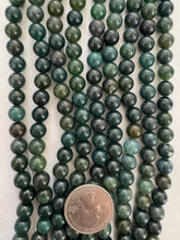 blue green bloodstone, 8mm round, 15" strand,  SOLD PER STRAND