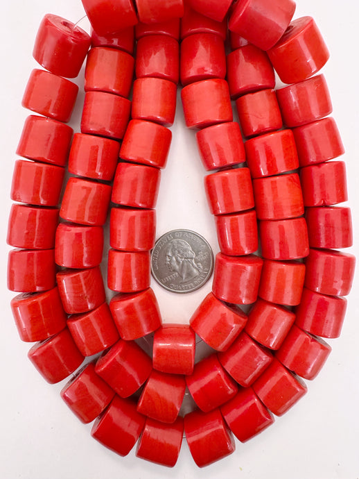 pale red, single color, vintage look glass, 16x14mm barrel, 15