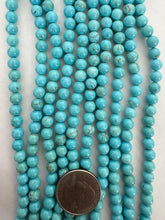 sky blue stabilized turquoise, 6mm round, 15" strand,  SOLD PER STRAND
