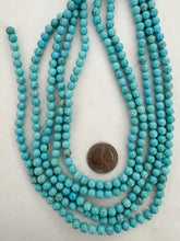 sky blue stabilized turquoise, 6mm round, 15" strand,  SOLD PER STRAND