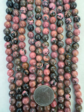 rhodonite, 8mm round, 15" strand,  SOLD PER STRAND