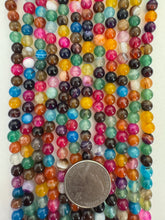 color enhanced agate: bright fall tones mix, 6mm round, 15" strand,  SOLD PER STRAND