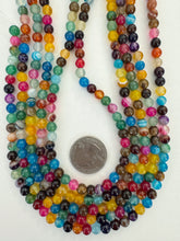 color enhanced agate: bright fall tones mix, 6mm round, 15" strand,  SOLD PER STRAND