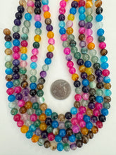 color enhanced agate: bright fall tones mix, 8mm round, 15" strand,  SOLD PER STRAND