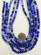 color enhanced agate: blue purple, 6mm round, 15" strand,  SOLD PER STRAND