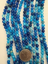 color enhanced agate: dark electric blue, 6mm round, 15" strand,  SOLD PER STRAND