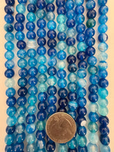 color enhanced agate: dark electric blue, 8mm round, 15" strand,  SOLD PER STRAND