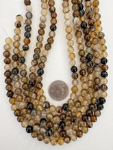 color enhanced agate: brown, 8mm round, 15" strand,  SOLD PER STRAND