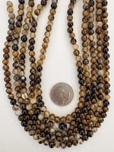color enhanced agate: brown, 6mm round, 15" strand,  SOLD PER STRAND