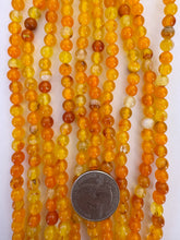 color enhanced agate: electric orange, 6mm round, 15" strand,  SOLD PER STRAND