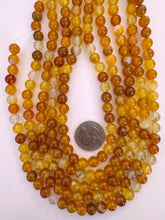 color enhanced agate: amber orange, 8mm round, 15" strand,  SOLD PER STRAND