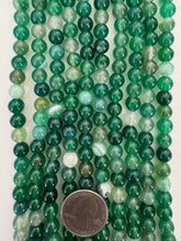 color enhanced agate: green, 8mm round, 15" strand,  SOLD PER STRAND
