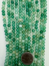 color enhanced agate: green, 6mm round, 15" strand,  SOLD PER STRAND