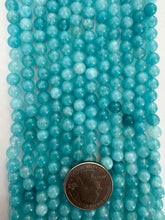 bright blue amazonite, 6mm round, 15" strand,  SOLD PER STRAND