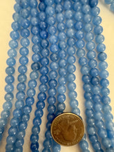 color enhanced calcedony: pale blue, 6mm round, 15" strand,  SOLD PER STRAND