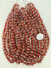 clear red white pink inside lined dotted, vintage look glass, 10x9mm rondelle mix, 15" strand, sold per strand