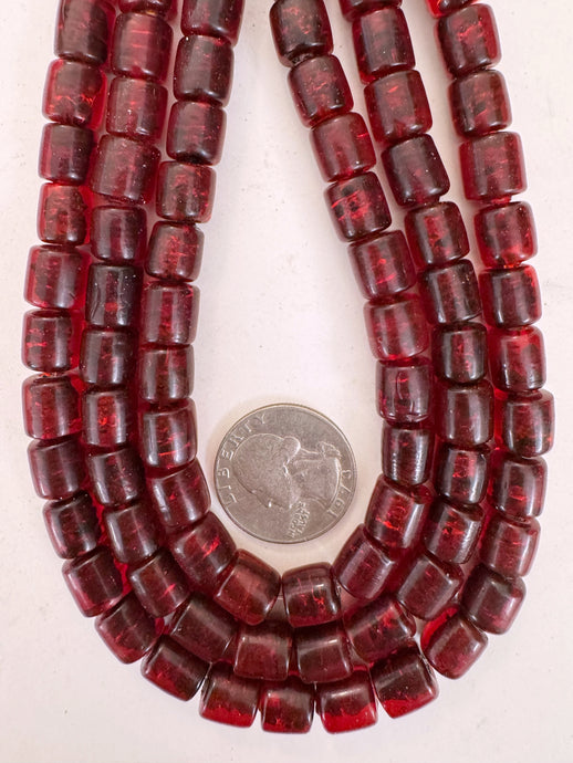 dark red  spotted metallic inside lined, vintage look glass, 9mm barrel, 15
