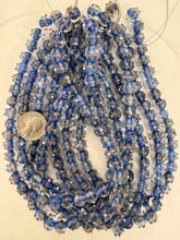 clear dark periwinkle blue white pink metallic copper inside lined dotted, vintage look glass, 11x9mm rondelle mix, 15" strand, sold per strand