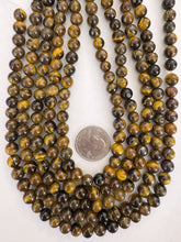 tiger eye, 8mm round, 15" strand,  SOLD PER STRAND