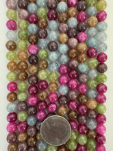color enhanced quartz: magenta fall tones mix, 8mm round, 15" strand,  SOLD PER STRAND