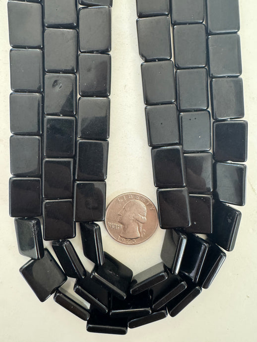 black, single color, vintage look glass, 17x13x3mm rectangle, 15
