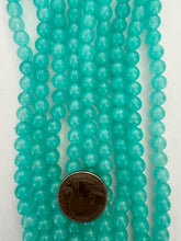 color enhanced quartz: neon teal blue, 8mm round, 15" strand,  SOLD PER STRAND