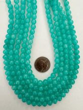color enhanced quartz: neon teal blue, 8mm round, 15" strand,  SOLD PER STRAND