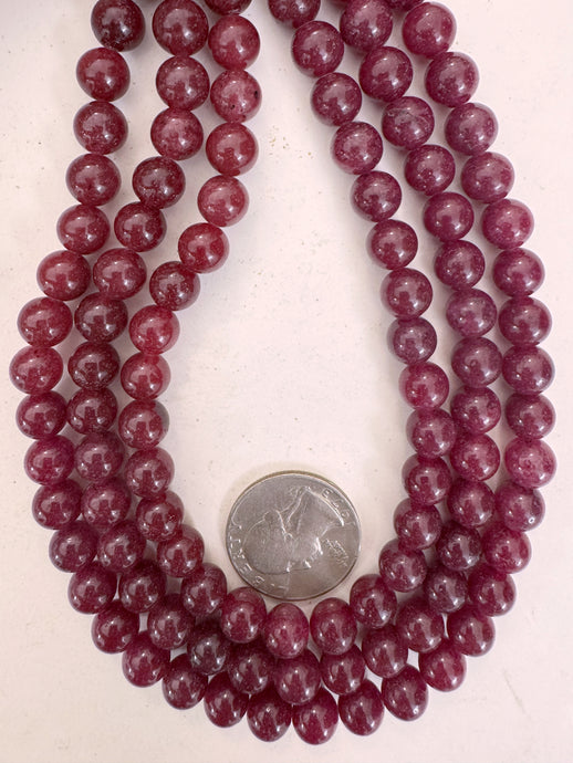 color enhanced dark ruby red quartz, 8mm round, 15