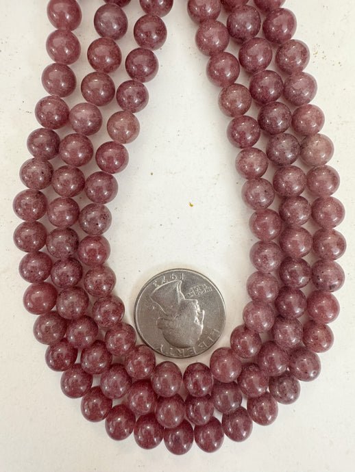 color enhanced dark pale ruby red quartz, 8mm round, 15
