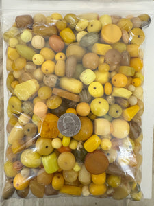 yellow mix, vintage look resin beads 3 pound bag closeout lot