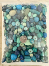 blue mix, vintage look resin beads 3 pound bag closeout lot
