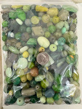 green mix, vintage look resin beads 3 pound bag closeout lot
