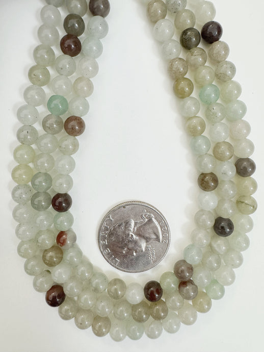 pale dark mint brown color enhanced quartz, 6mm round, 15