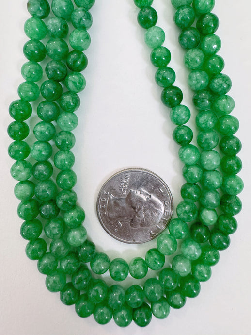 light dark green mix color enhanced quartz, 6mm round, 15