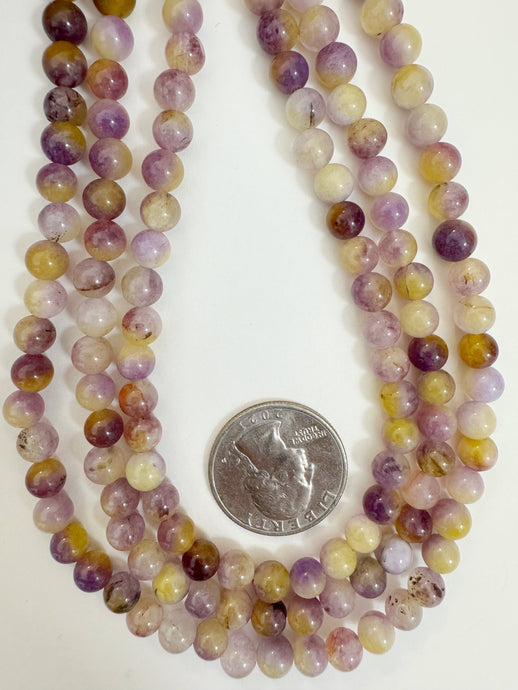 purple yellow color enhanced quartz, 6mm round, 15