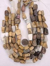 mostly picture jasper stone mix, 20x15mm nugget mix, 15" strand, SOLD PER STRAND