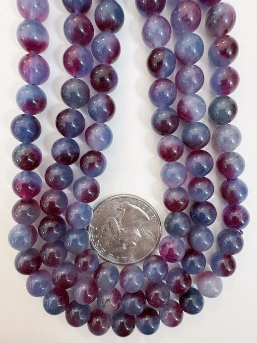 dark pale blue grape purple enhanced quartz, 8mm round, 15