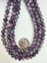 grape purple color enhanced serpentine, 8mm round, 15" strand, sold per strand