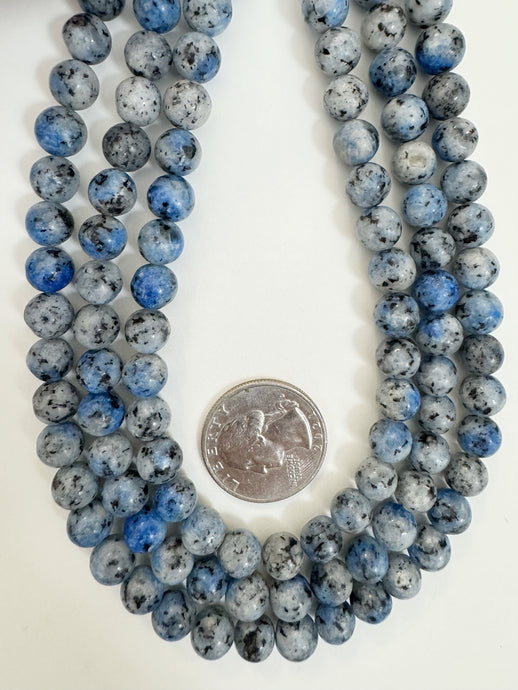 blue color enhanced serpentine, 8mm round, 15