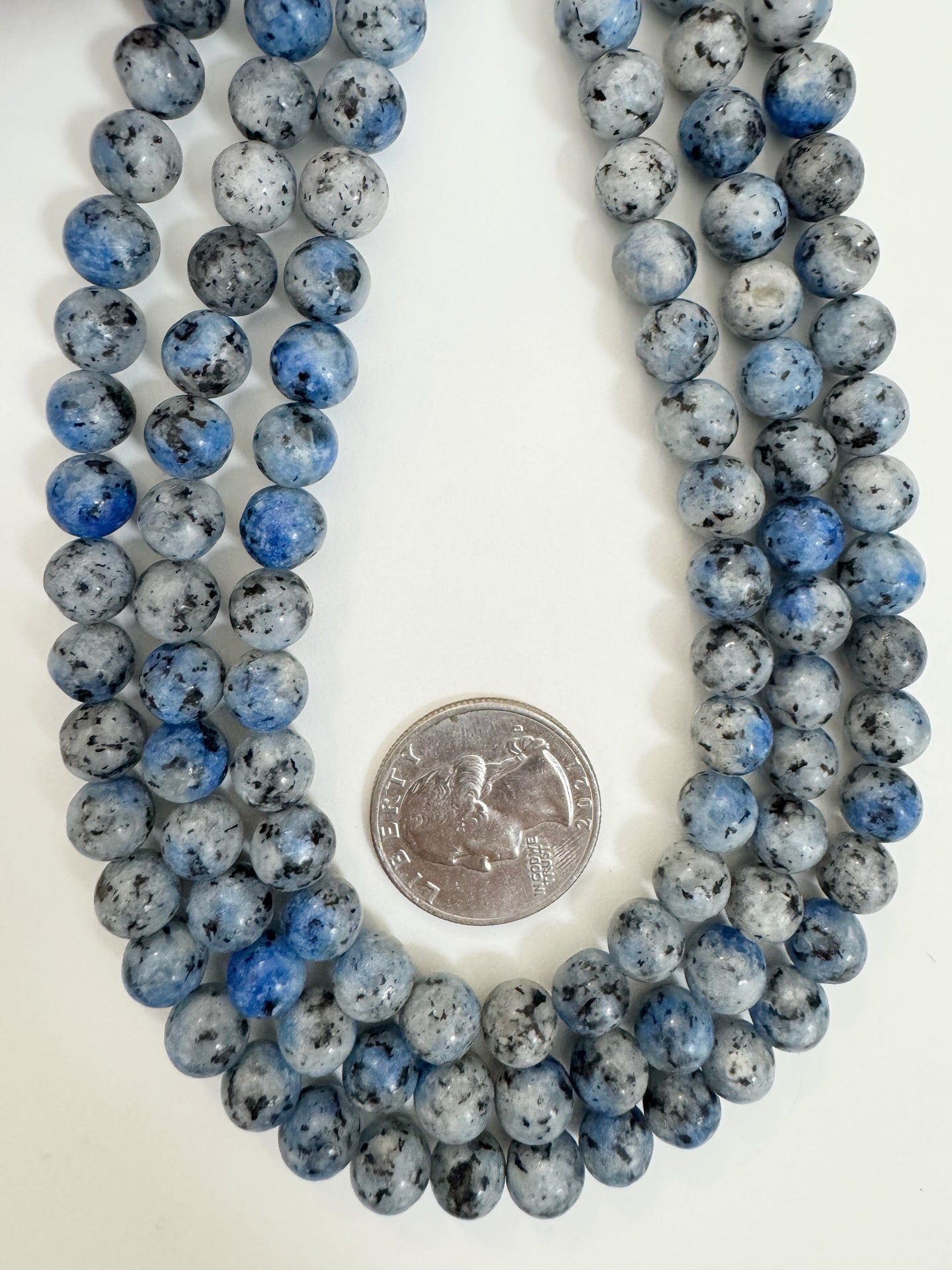 blue color enhanced serpentine, 8mm round, 15