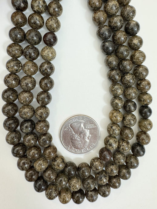 dark pale olive green enhanced serpentine, 8mm round, 15