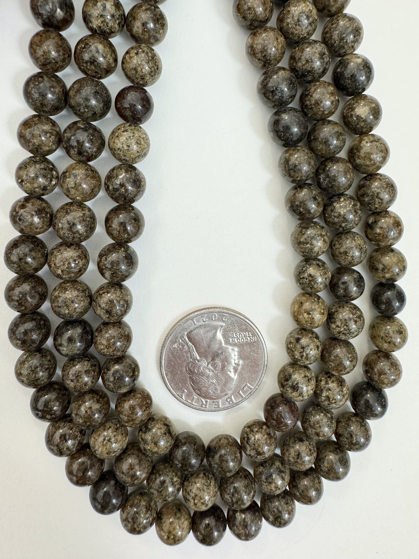 dark pale olive green enhanced serpentine, 8mm round, 15