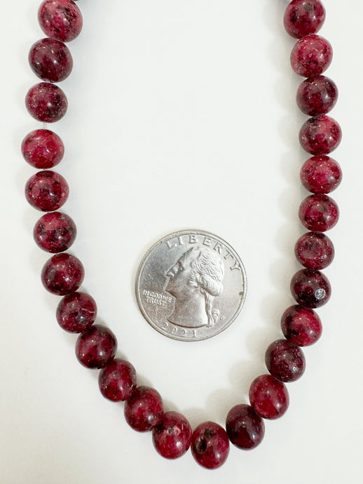dark red enhanced serpentine, 8mm round, 15