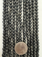black tourmaline, 6mm faceted round, 15" strand,  SOLD PER STRAND