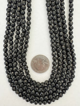 black tourmaline, 6mm faceted round, 15" strand,  SOLD PER STRAND